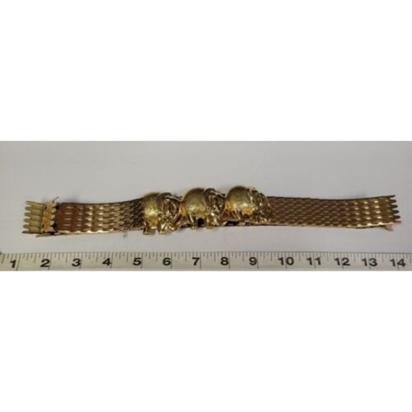 Vintage Accessory Accent NYC Gold Tone Lucky Elephant Scales Flex Belt 1990 main image 6
